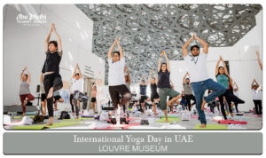 International Yoga Day UAE |Yoga Day event Louvre Abu Dhabi Blog Banner By Abu Dhabi Tourist Places.
